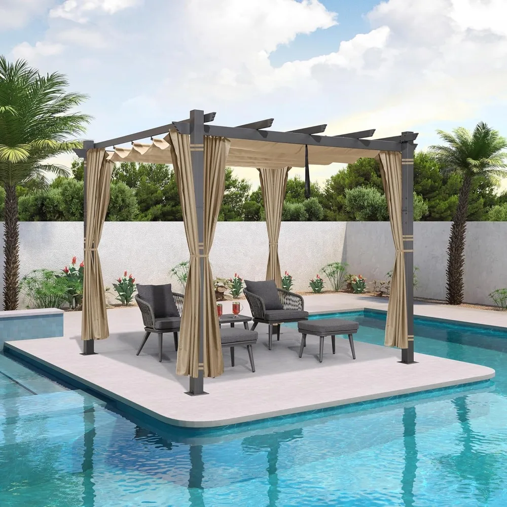 10x10 Aluminum Pergola Retractable Canopy 4-Sided Curtains Sun Shade Garden Deck Porch Pavilion Custom
10x10 Aluminum Pergola Retractable Canopy 4-Sided Curtains Sun Shade Garden Deck Porch Pavilion Custom