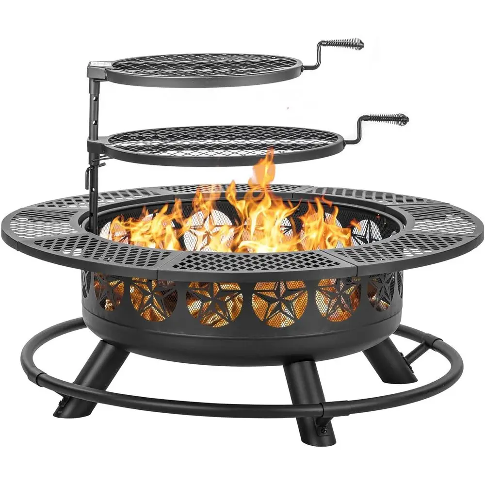 42 Inch BBQ ire Pit with 2 Grills,3-in-1 Outdoor Round Metal ire Pit Table with Lid,ire Poker,Large Outdoor Wood Burning irts or
42 Inch BBQ ire Pit with 2 Grills,3-in-1 Outdoor Round Metal ire Pit Table with Lid,ire Poker,Large Outdoor Wood Burning irts or