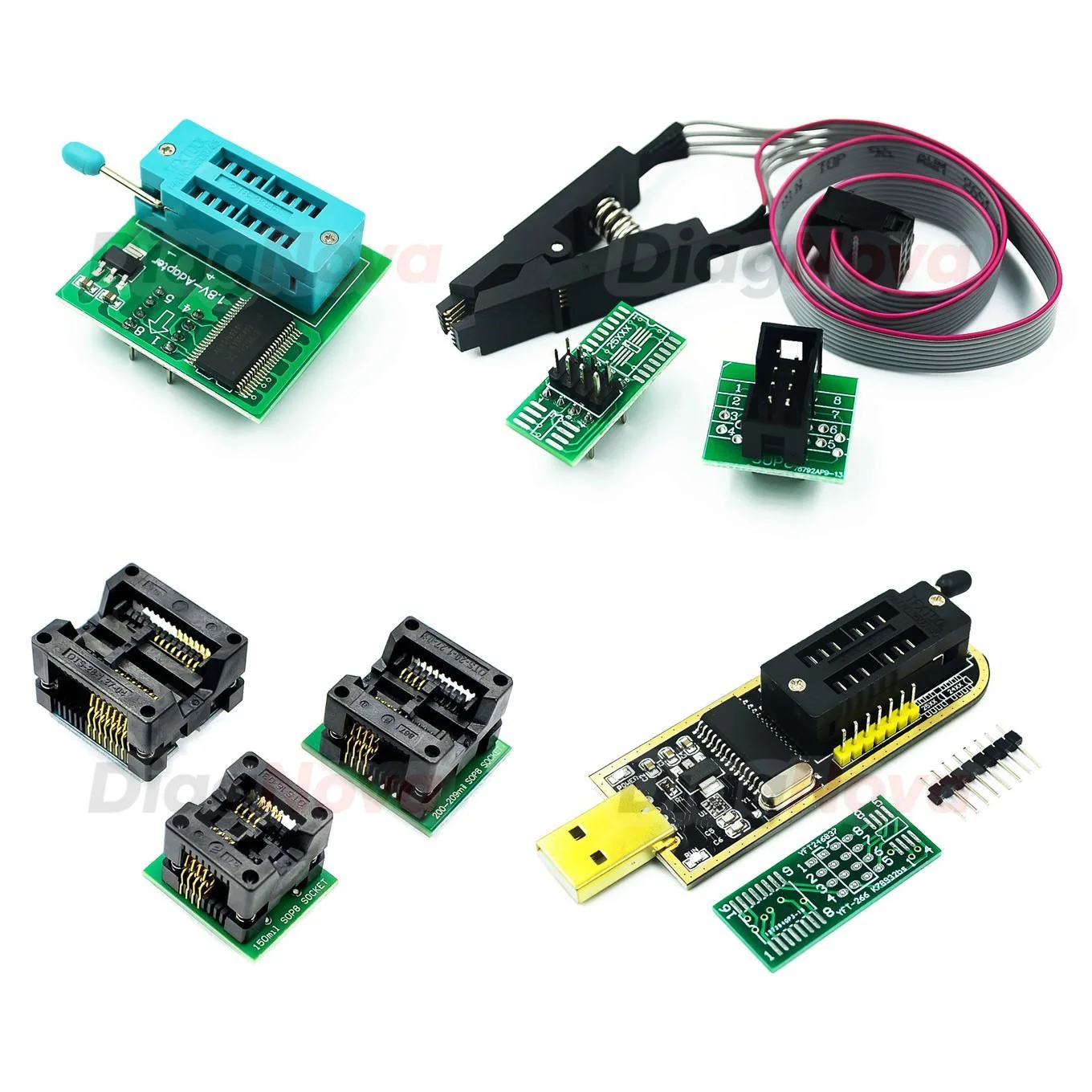 Набор тестовых зажимов для программатора CH341B: держатели чипов SOP8, SOP16, EEPROM, Flash, BIOS (150mil, 200mil, 209mil, 300mil)
Набор тестовых зажимов для программатора CH341B: держатели чипов SOP8, SOP16, EEPROM, Flash, BIOS (150mil, 200mil, 209mil, 300mil)