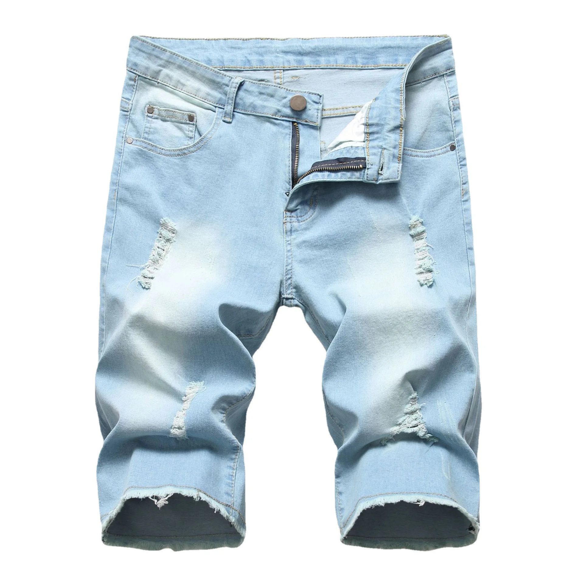Light Blue Men's Denim Shorts Elastic Ripped Hem Casual Straight Leg Cotton Blend mid Waist Zipper Fly Spring Summer Autumn
Light Blue Men's Denim Shorts Elastic Ripped Hem Casual Straight Leg Cotton Blend mid Waist Zipper Fly Spring Summer Autumn