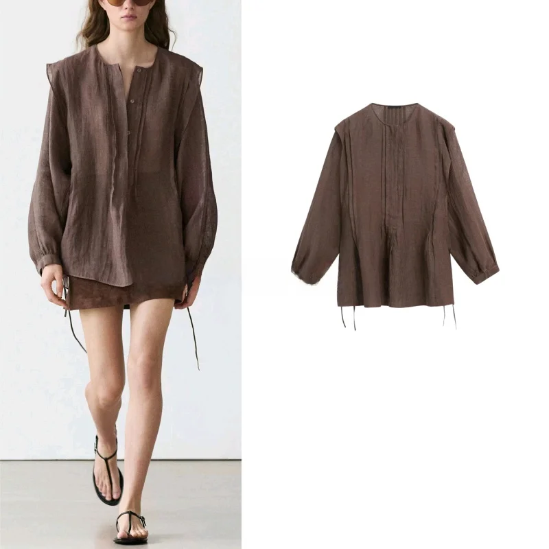 Casual Style Long Sleeve round Neck Shirt Women's Spring Summer New Knot Lace Hem Breathable Polyester Shirt
Casual Style Long Sleeve round Neck Shirt Women's Spring Summer New Knot Lace Hem Breathable Polyester Shirt