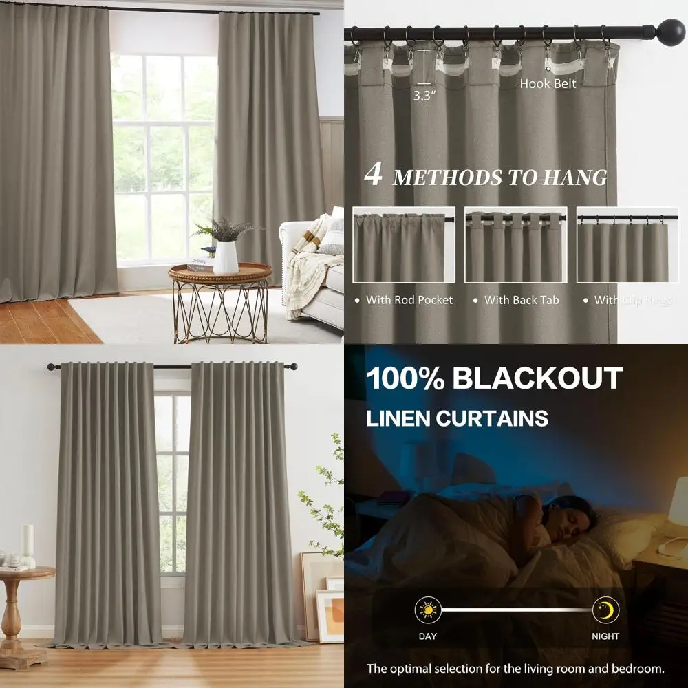 Тюлевые шторы блэкаут цвета тауп, 72x96 дюймов, с складками-плиссе, для гостиной, дверей патио или спальни
Тюлевые шторы блэкаут цвета тауп, 72x96 дюймов, с складками-плиссе, для гостиной, дверей патио или спальни