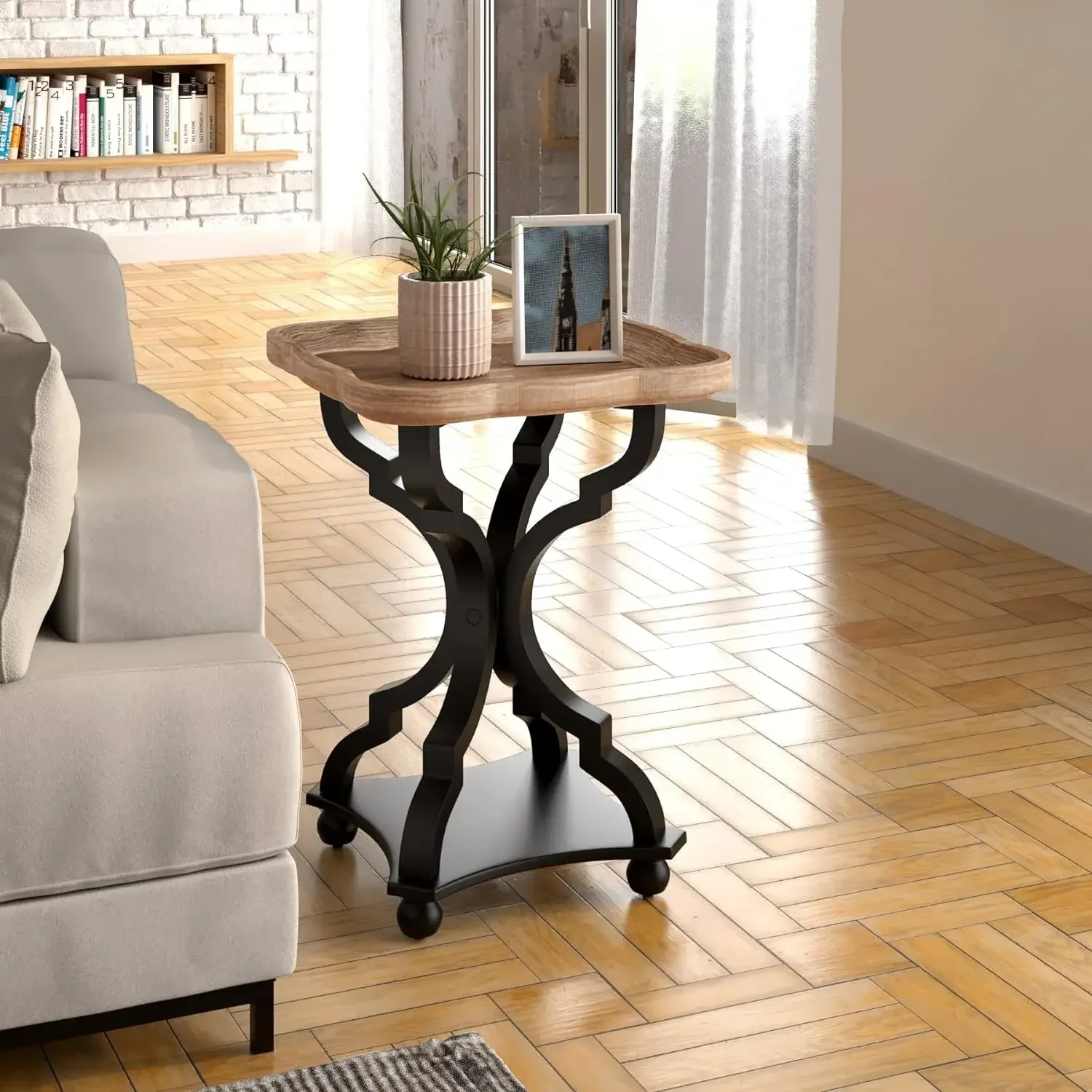 Rustic Farmhouse Cottagecore Accent End Table, Natural Tray Top Side Table Nightstand for Family, Dinning Room,Modern, Black
Rustic Farmhouse Cottagecore Accent End Table, Natural Tray Top Side Table Nightstand for Family, Dinning Room,Modern, Black