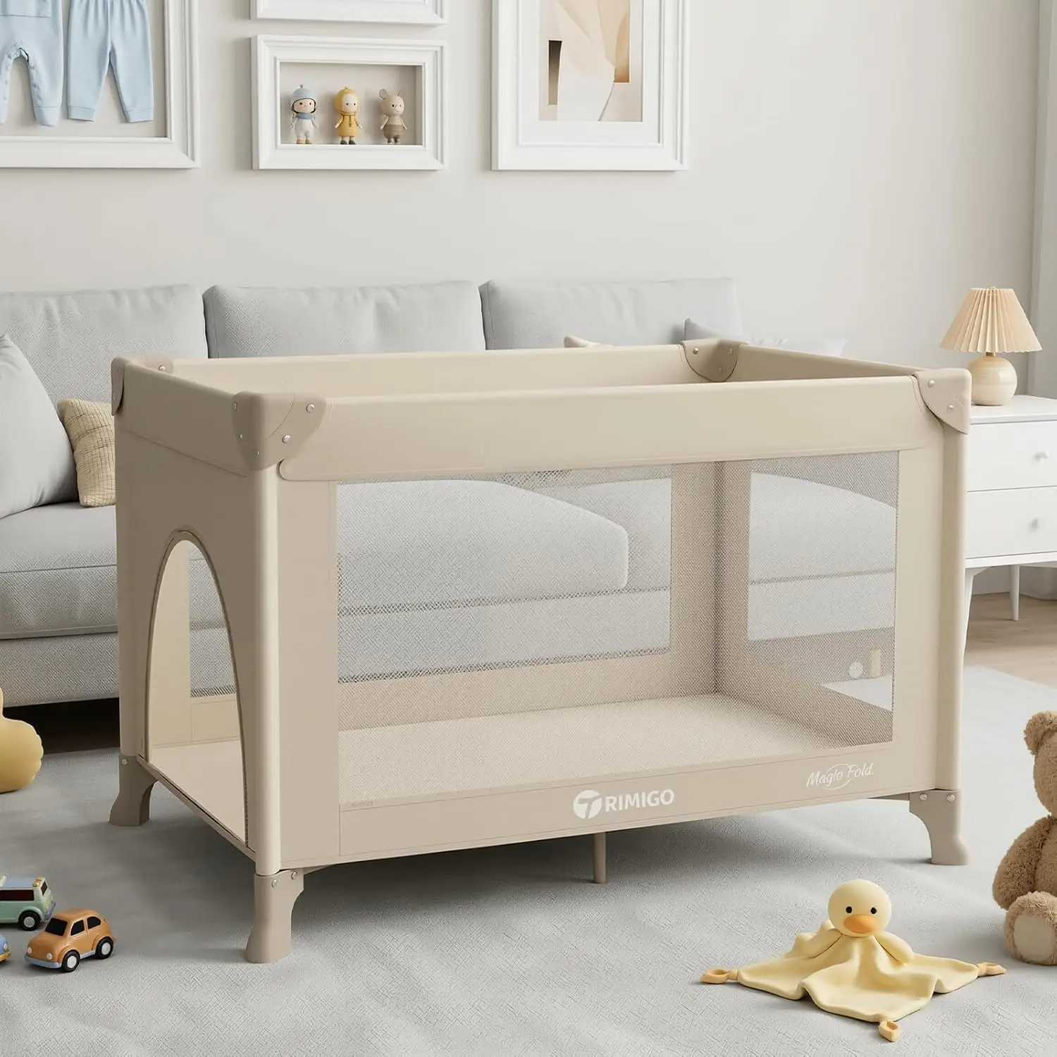 Portable Travel Crib & Playpen - Safe Folding Bed with Mattress, Breathable Mesh, Lightweight for Babies & Toddlers (Khaki)
Portable Travel Crib & Playpen - Safe Folding Bed with Mattress, Breathable Mesh, Lightweight for Babies & Toddlers (Khaki)