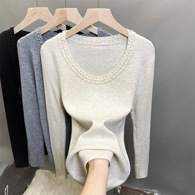 Solid Color Ladies Undercoat Casual Tops Interior Lapping Pullovers Temperament Autumn Winter Thin Sweaters Women's Clothing
Solid Color Ladies Undercoat Casual Tops Interior Lapping Pullovers Temperament Autumn Winter Thin Sweaters Women's Clothing