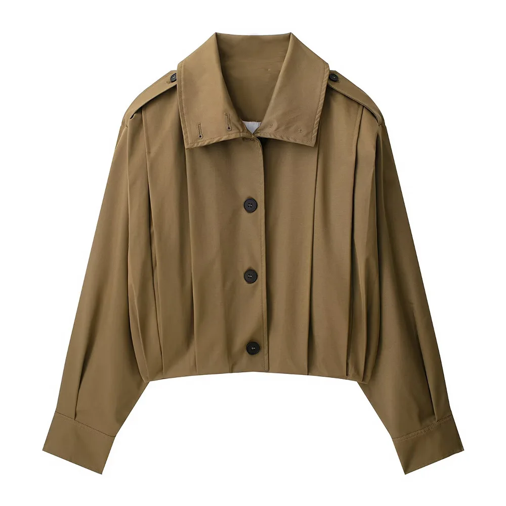 2025 early autumn new European and American women's fashionable casual long-sleeved loose jacket pleated jacket
2025 early autumn new European and American women's fashionable casual long-sleeved loose jacket pleated jacket