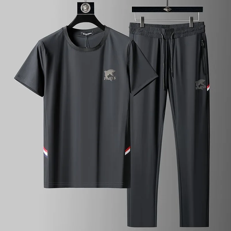 Summer Fashion Trend Ice Silk Sports Short-Sleeved T-shirt Set For Men Loose Large Size Breathable High-Grade Two-Piece Set
Summer Fashion Trend Ice Silk Sports Short-Sleeved T-shirt Set For Men Loose Large Size Breathable High-Grade Two-Piece Set