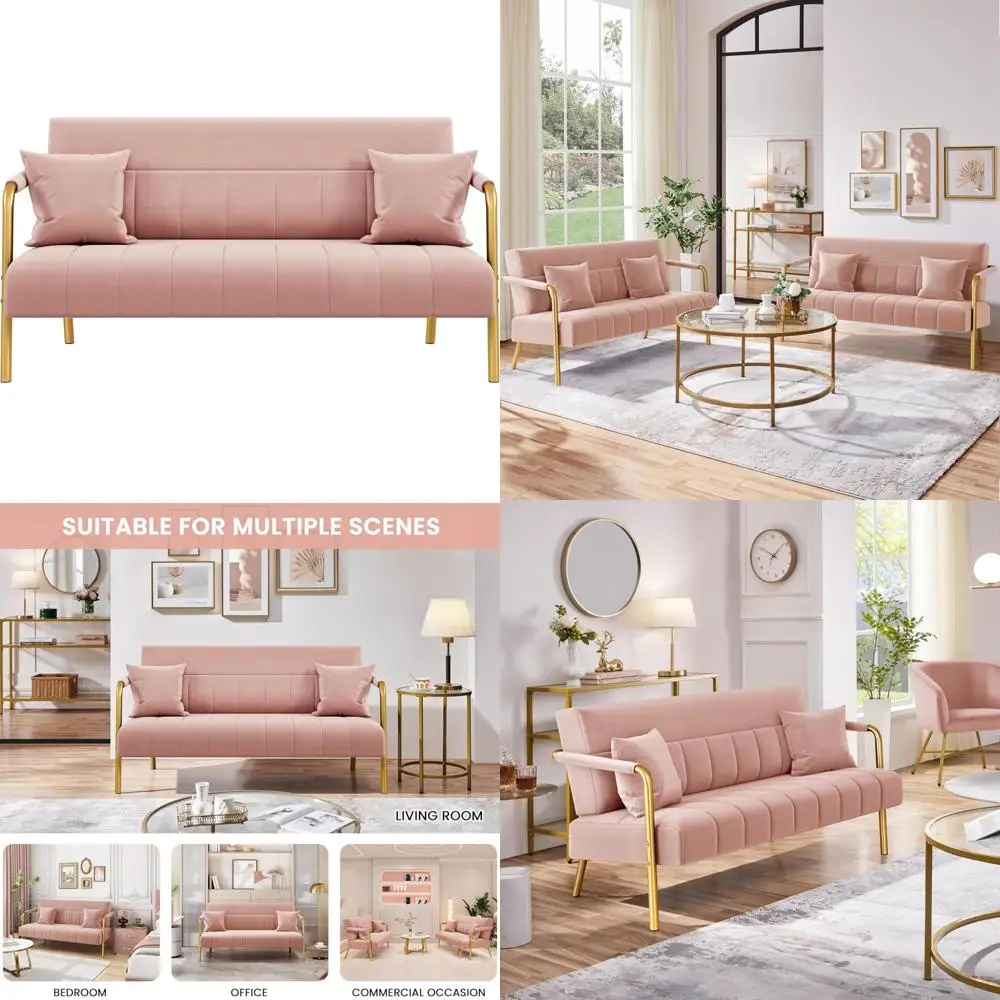 Modern 56.5 W Velvet Sofa with Gold Metal Arms and Legs for Luxurious Living Room Home Decor
Modern 56.5 W Velvet Sofa with Gold Metal Arms and Legs for Luxurious Living Room Home Decor