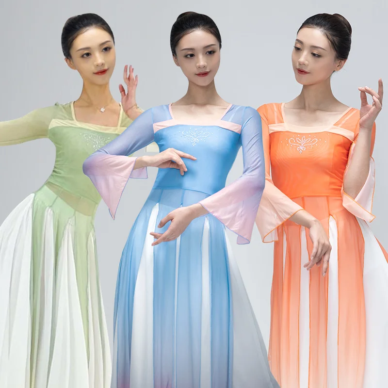 Spring classical dance attire, gradually changing body charm, mesh gauze clothing, women's elegant basic training uniforms,
Spring classical dance attire, gradually changing body charm, mesh gauze clothing, women's elegant basic training uniforms,