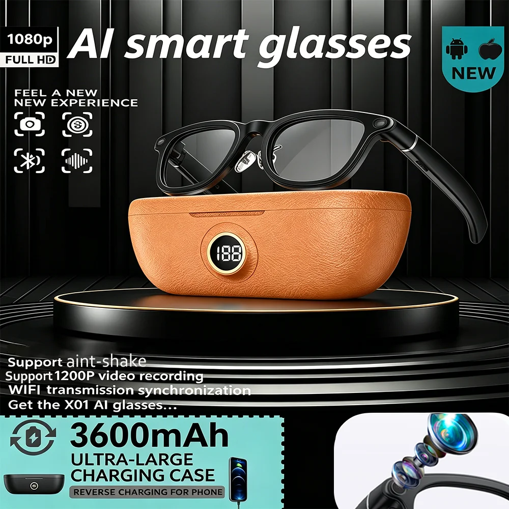 AI Smart Glasses 800W Ultra Clear Camera Bluetooth Call 3600mAh Large Charging Compartment AI Voice Assistant Smartglasses
AI Smart Glasses 800W Ultra Clear Camera Bluetooth Call 3600mAh Large Charging Compartment AI Voice Assistant Smartglasses