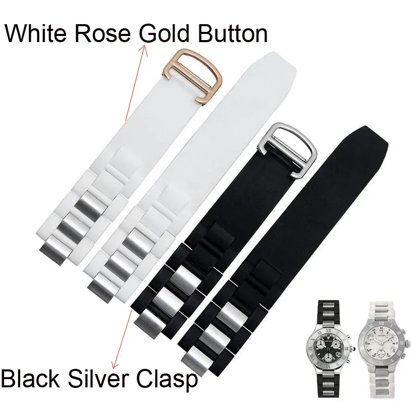 High quality rubber silicone strap 20 * 10 mm black and white waterproof strap for cartier strap
High quality rubber silicone strap 20 * 10 mm black and white waterproof strap for cartier strap