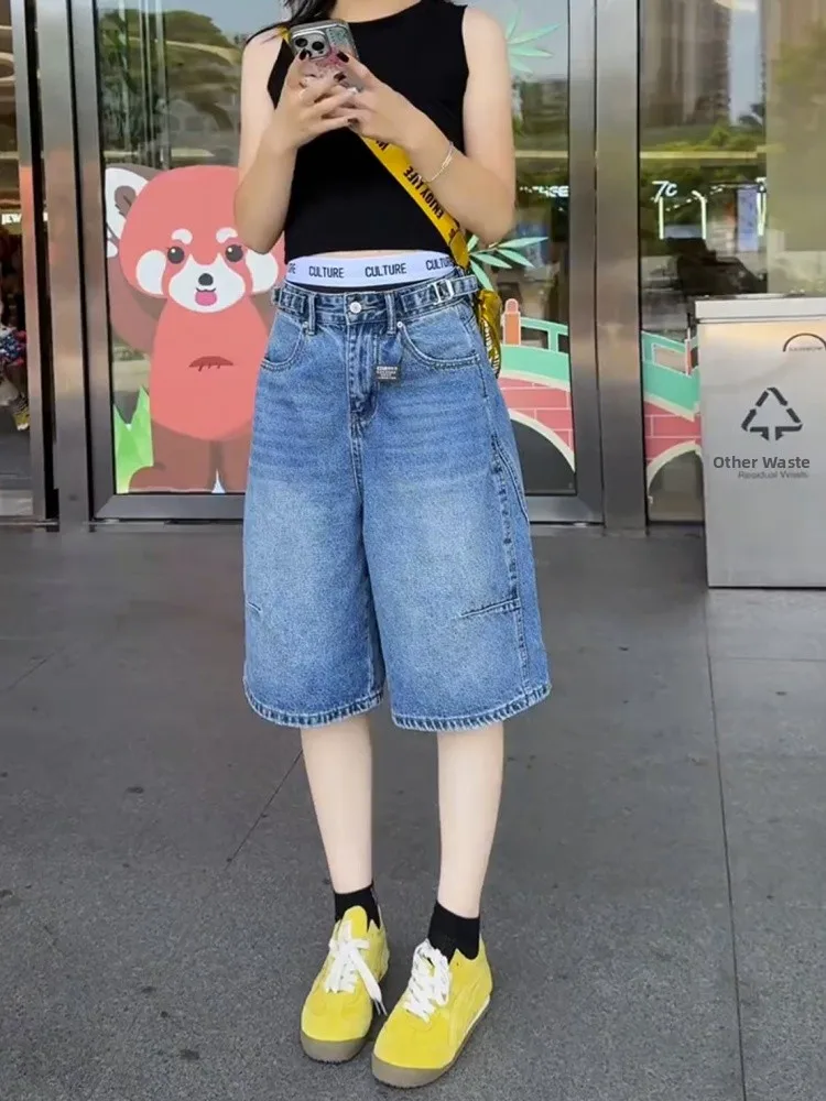 High Waist A-Line Denim Shorts plus Size Summer Women's Loose Wide Leg Jeans Casual Straight Cut Trousers Vintage American Style
High Waist A-Line Denim Shorts plus Size Summer Women's Loose Wide Leg Jeans Casual Straight Cut Trousers Vintage American Style