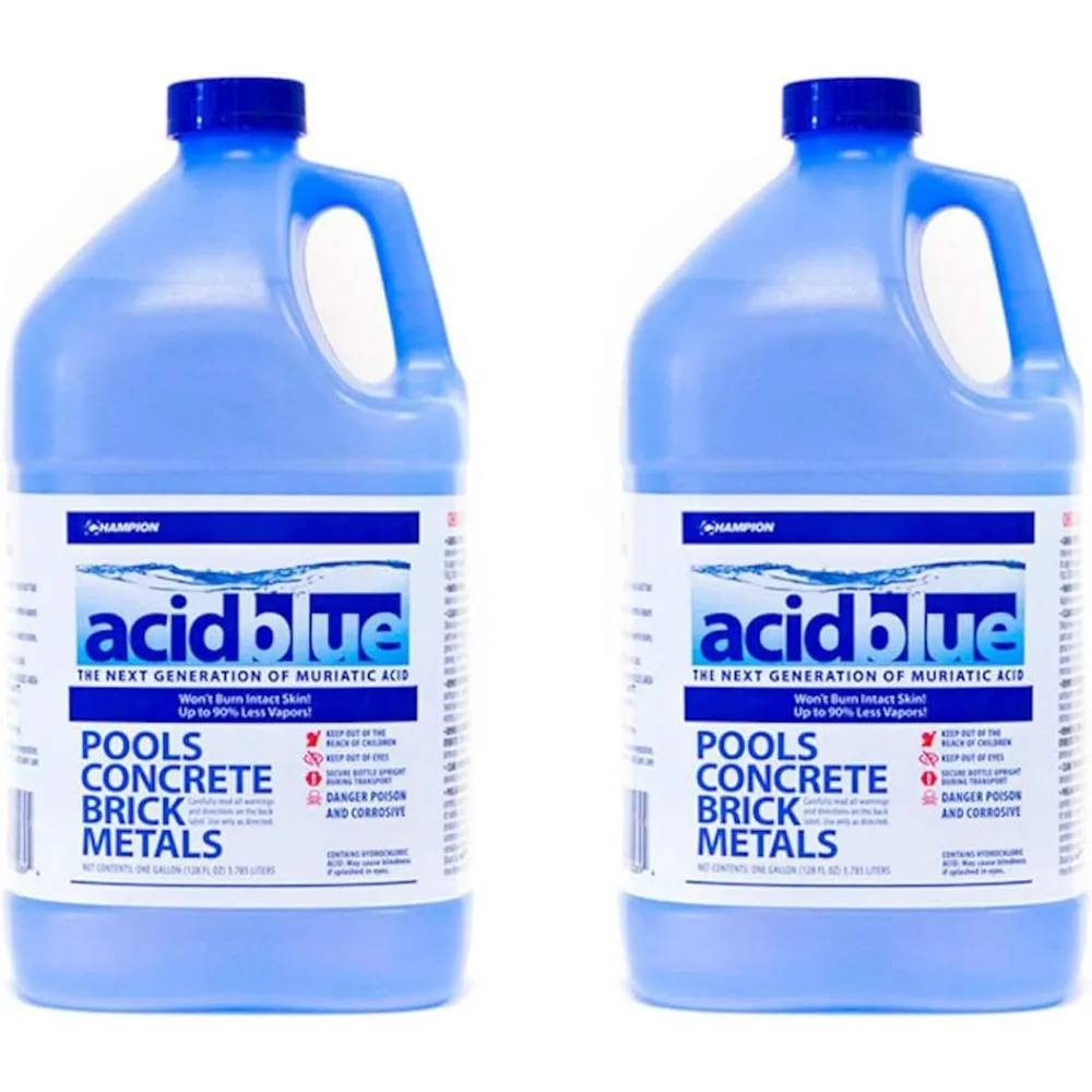 Champion Acid Blue Muriatic Acid 2 Pack Vapor Reduction Technology Stain Remover for Driveways Garage Floors Concrete Cleaning
Champion Acid Blue Muriatic Acid 2 Pack Vapor Reduction Technology Stain Remover for Driveways Garage Floors Concrete Cleaning
