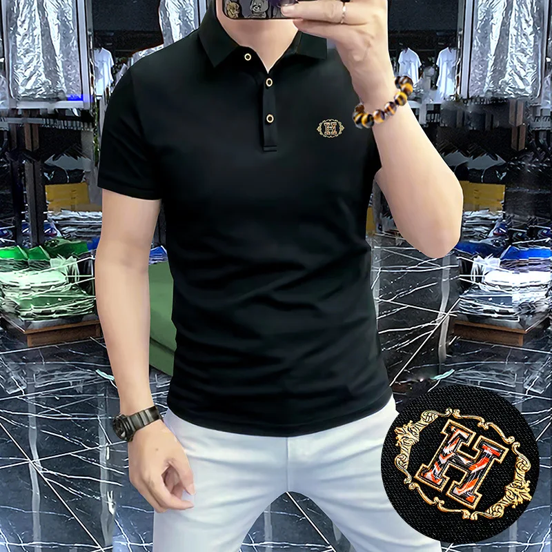 Men's Trend Polo T-shirt Summer New Light Luxury Brand H 3D Letter LOGO Male Lapel Collar Tees High Quality European Man Clothes
Men's Trend Polo T-shirt Summer New Light Luxury Brand H 3D Letter LOGO Male Lapel Collar Tees High Quality European Man Clothes