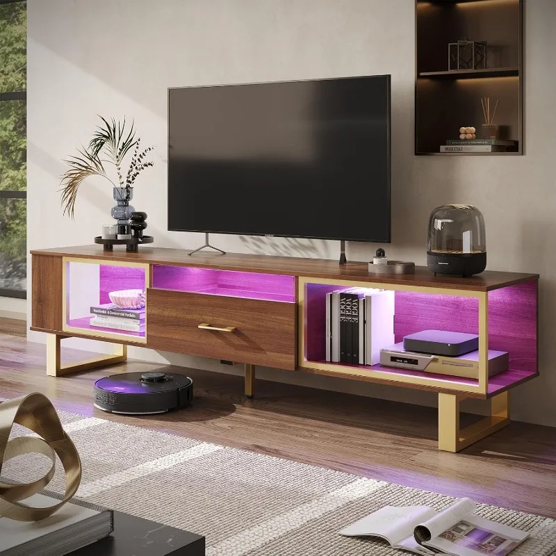TV Stand with LED Light for TVs up to 80 Inch, Gaming Entertainment Center with Open Storage and Half-Glass Design Drawe
TV Stand with LED Light for TVs up to 80 Inch, Gaming Entertainment Center with Open Storage and Half-Glass Design Drawe