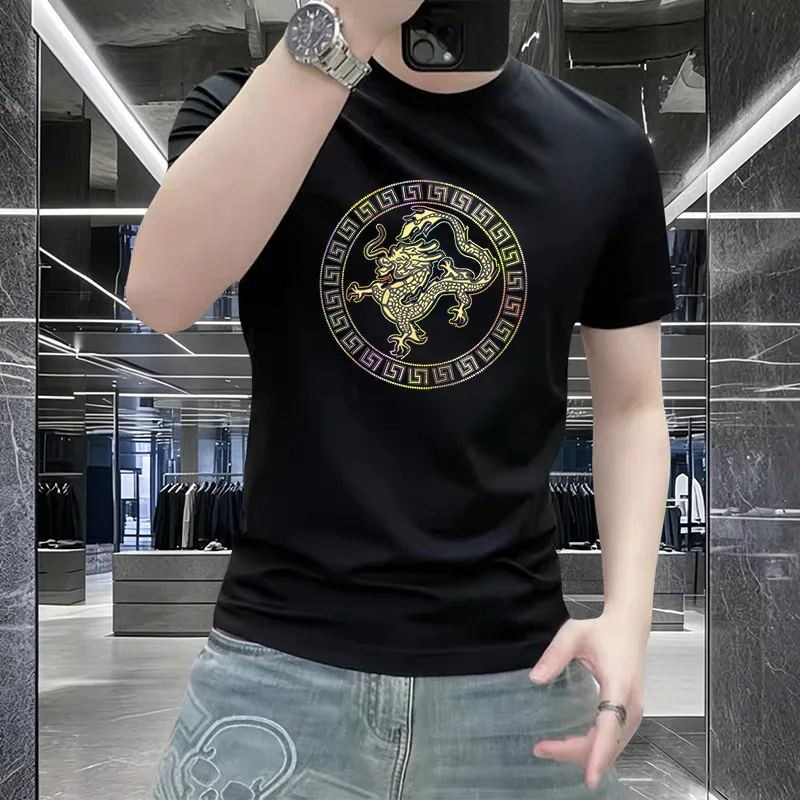 Fashion Men Casual T-Shirt With Minimal Rhinestone Letter Print Round Neck Male Tees All Match Short Sleeve Tops Man Clothing
Fashion Men Casual T-Shirt With Minimal Rhinestone Letter Print Round Neck Male Tees All Match Short Sleeve Tops Man Clothing