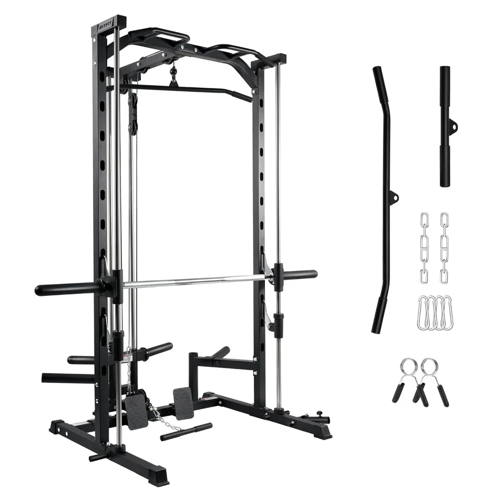 Smith Machine Power Rack with LAT Pull Down, Landmine, Barbell & Plate Storage, Custom
Smith Machine Power Rack with LAT Pull Down, Landmine, Barbell & Plate Storage, Custom