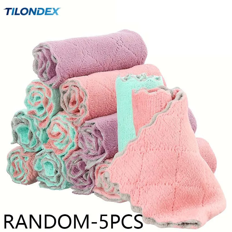 TILONDEX 1/5/10PCS Double-Sided Coral Fleece Cleaning Cloths, Diamond Embossed Absorbent Kitchen Towels
TILONDEX 1/5/10PCS Double-Sided Coral Fleece Cleaning Cloths, Diamond Embossed Absorbent Kitchen Towels