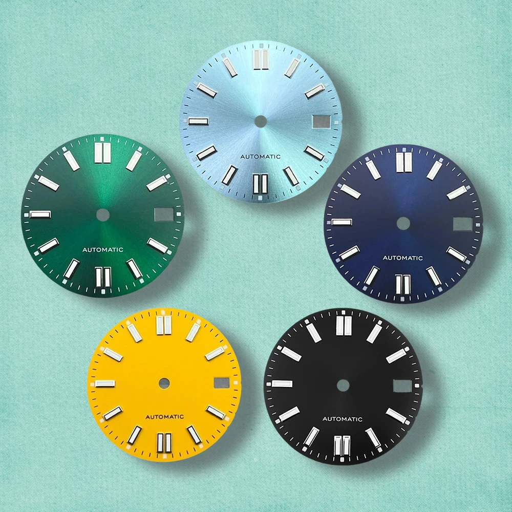 28.5mm S Logo Sunray Dial Fit NH35/NH36/4R/7S Movement Green Luminous High-Quality Watch Modification Accessories 3/3.8/4O'clock
28.5mm S Logo Sunray Dial Fit NH35/NH36/4R/7S Movement Green Luminous High-Quality Watch Modification Accessories 3/3.8/4O'clock
