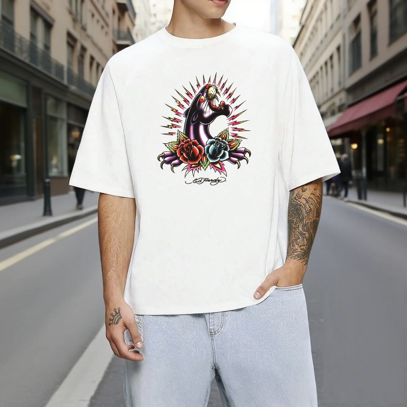 Man Clothes 100% Cotton Graphic T-Shirts E-Ed Hardy Print Summer Tops Camisetas Y2k Ropa Hombre Short Sleeve Tees Streetwear
Man Clothes 100% Cotton Graphic T-Shirts E-Ed Hardy Print Summer Tops Camisetas Y2k Ropa Hombre Short Sleeve Tees Streetwear