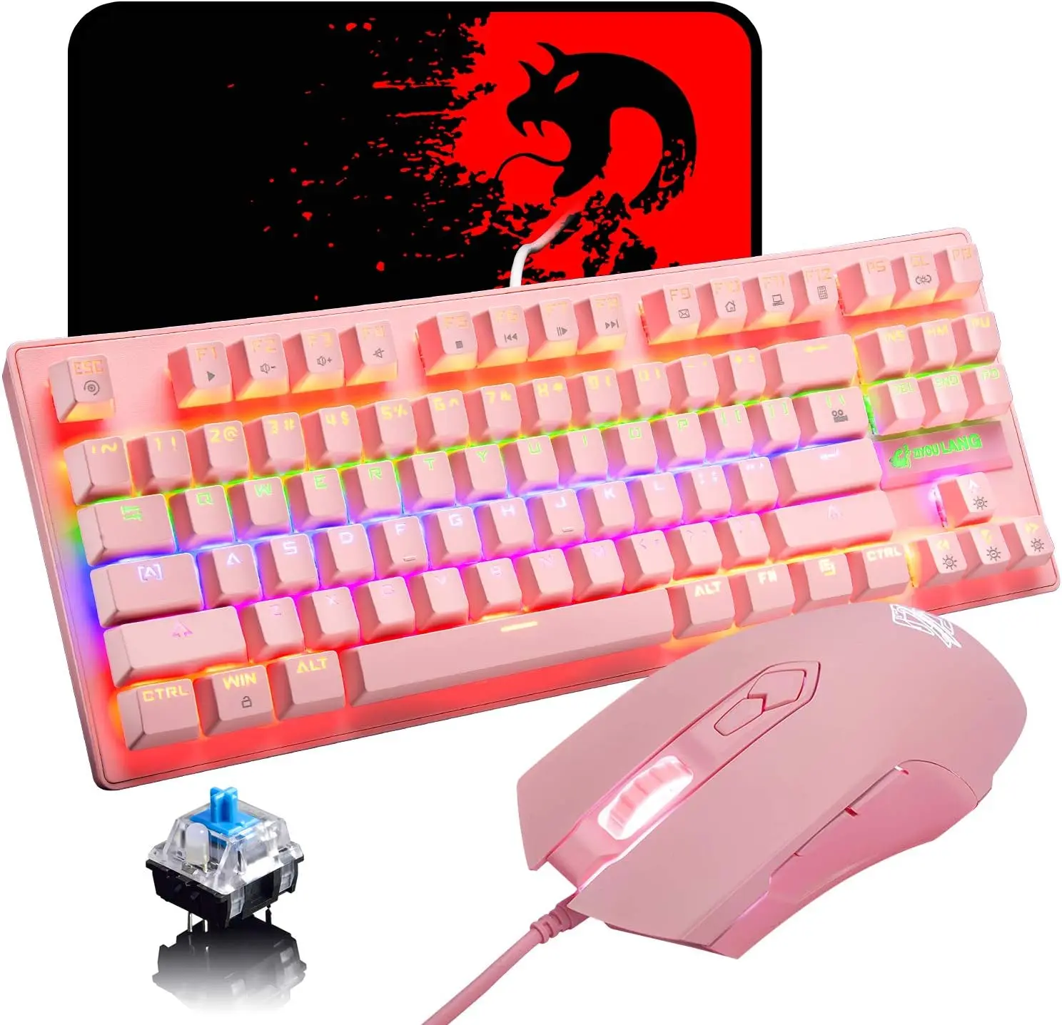 MAMBASNAKE x ZIYOU LANG Wired K2 Pink blue Switch gaming keyboard and mouse set gaming keyboard and mouse set Mini 87 Keys
MAMBASNAKE x ZIYOU LANG Wired K2 Pink blue Switch gaming keyboard and mouse set gaming keyboard and mouse set Mini 87 Keys