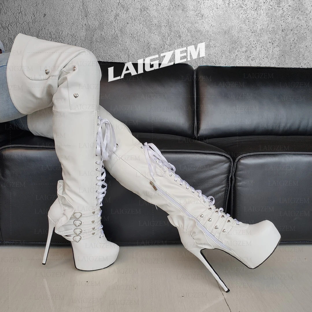 LAIGZEM Women Over Knee Boots Zipper Platform Thin High Heels Boots Buckle Straps Handmade Shoes Woman Big Size 38 41 43 47 52
LAIGZEM Women Over Knee Boots Zipper Platform Thin High Heels Boots Buckle Straps Handmade Shoes Woman Big Size 38 41 43 47 52
