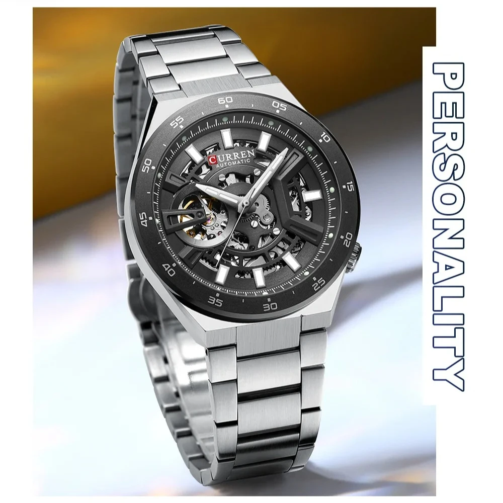 CURREN 8486 New Men's Skeleton automatic mechanical watch winding watch waterproof steel band watch Men's Waterproof Automatic
CURREN 8486 New Men's Skeleton automatic mechanical watch winding watch waterproof steel band watch Men's Waterproof Automatic