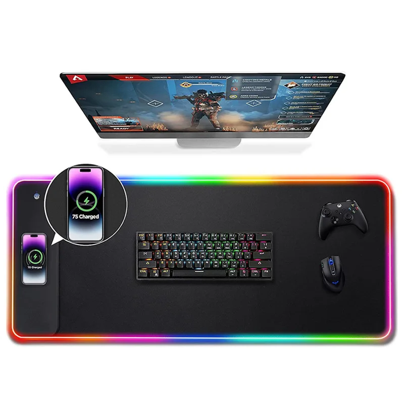 Лидер продаж 15 Вт светящийся коврик для мыши с беспроводной зарядкой для Gami и офиса негабаритный грязеотталкивающий индивидуальный коврик для компьютерного стола
Лидер продаж 15 Вт светящийся коврик для мыши с беспроводной зарядкой для Gami и офиса негабаритный грязеотталкивающий индивидуальный коврик для компьютерного стола