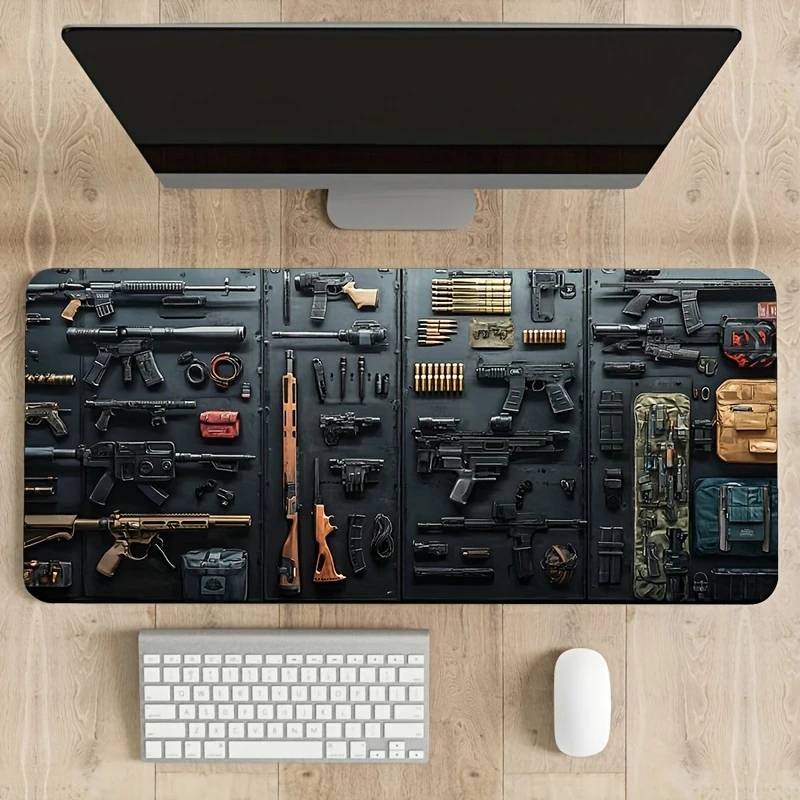 Advanced gaming tabletop gun mousepad with non-slip rubber precision control comfortable keyboard mat with sewn edge accessories
Advanced gaming tabletop gun mousepad with non-slip rubber precision control comfortable keyboard mat with sewn edge accessories