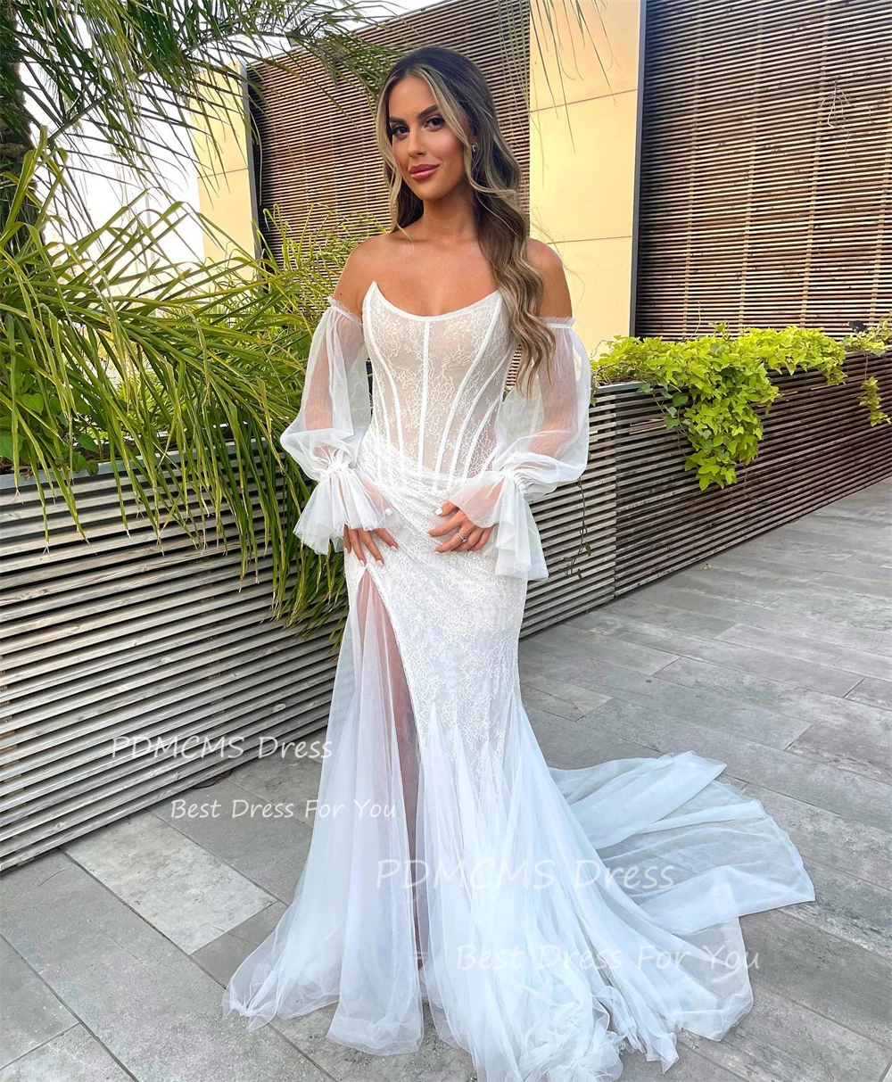 SSYTENS Elegant Mermaid Wedding Dresses Long Sleeves Lace Split Bride Dress Sweep Train Bridal Gowns Strapless Robe de mariage
SSYTENS Elegant Mermaid Wedding Dresses Long Sleeves Lace Split Bride Dress Sweep Train Bridal Gowns Strapless Robe de mariage