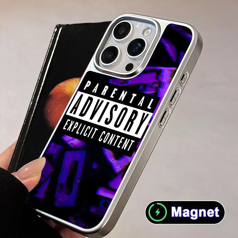 Parental Advisory Phone Case for iPhone 17 16 15 14 13 12 11 Air Pro Max Plus Electroplated Silver Magsafe Cover
Parental Advisory Phone Case for iPhone 17 16 15 14 13 12 11 Air Pro Max Plus Electroplated Silver Magsafe Cover