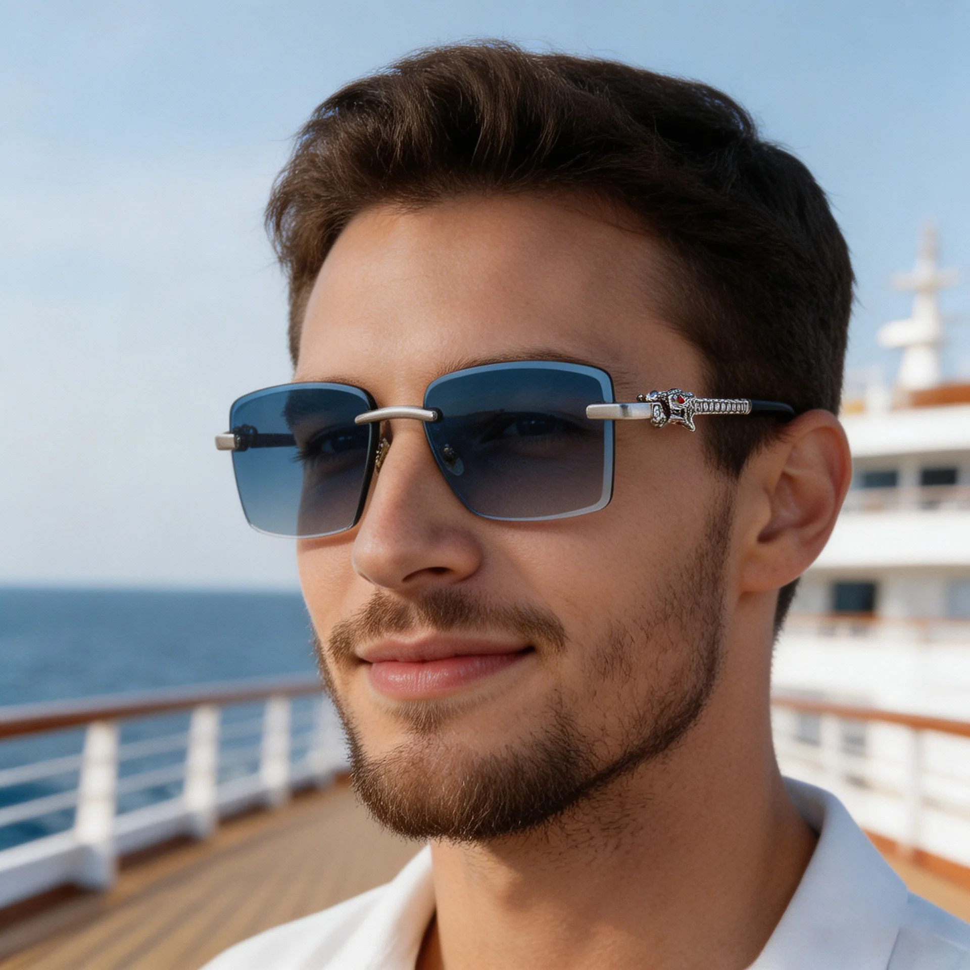 2026 Rimless Small Frame Sunglasses UV400 Fashion Metal Sun Glasses for Men Women Designer Brand Shades for Outdoor Gafas De Sol
2026 Rimless Small Frame Sunglasses UV400 Fashion Metal Sun Glasses for Men Women Designer Brand Shades for Outdoor Gafas De Sol
