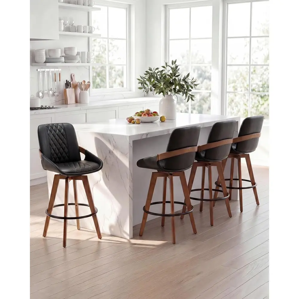 Modern Swivel Leather Bar Stools Set of 4, 26 Inch High Back Kitchen Island Chairs in Black
Modern Swivel Leather Bar Stools Set of 4, 26 Inch High Back Kitchen Island Chairs in Black