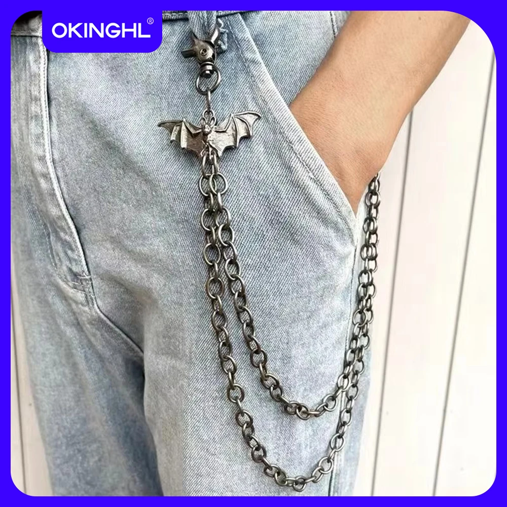 Retro punk style high street cool dark trend with bat pants chain jeans belt men and women all-match
Retro punk style high street cool dark trend with bat pants chain jeans belt men and women all-match