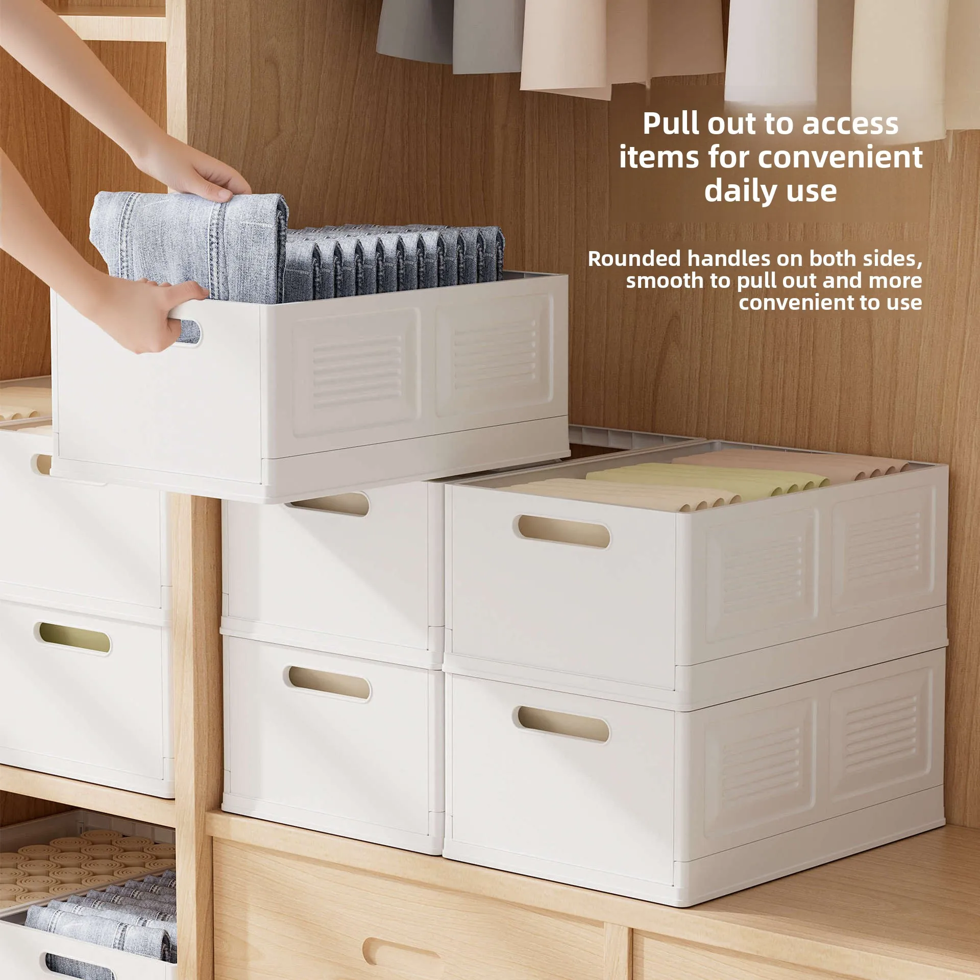 Foldable Clothes Storage Box: Large Capacity Organizer for Underwear, Pants & Wardrobe Items in Home Closets
Foldable Clothes Storage Box: Large Capacity Organizer for Underwear, Pants & Wardrobe Items in Home Closets