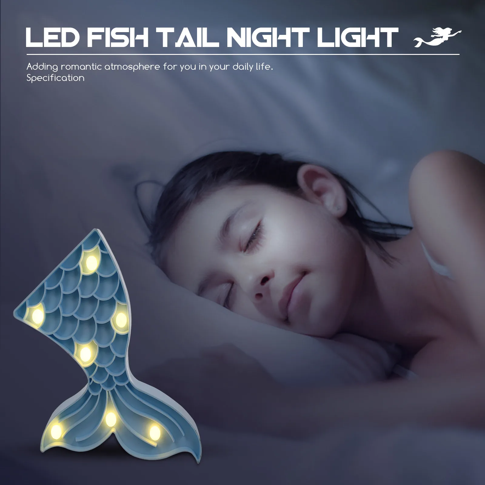 Mermaid Tail Night Light Durable LED Bedside Lamp Creative Table Lamp Bedroom Decoration Romantic Light Effect
Mermaid Tail Night Light Durable LED Bedside Lamp Creative Table Lamp Bedroom Decoration Romantic Light Effect
