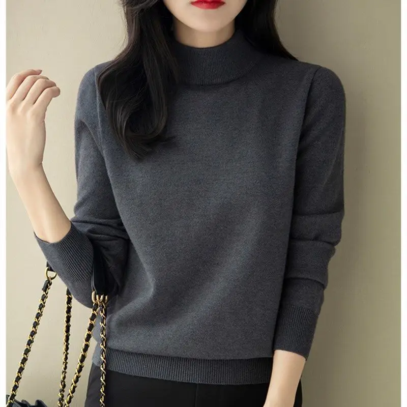 Winter High-end Feel Slimming Base Layer Sweater Women's Solid Color Minimalist Half Turtleneck Long Sleeve Versatile Sweater
Winter High-end Feel Slimming Base Layer Sweater Women's Solid Color Minimalist Half Turtleneck Long Sleeve Versatile Sweater