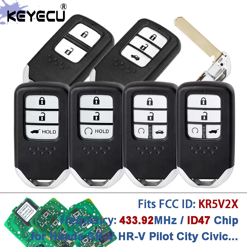KEYECU 434 МГц ID47 FCC ID: KR5V2X 2/3/4 кнопки дистанционного ключа без ключа для Honda CR-V HR-V Pilot City Jazz Civic Grace
KEYECU 434 МГц ID47 FCC ID: KR5V2X 2/3/4 кнопки дистанционного ключа без ключа для Honda CR-V HR-V Pilot City Jazz Civic Grace