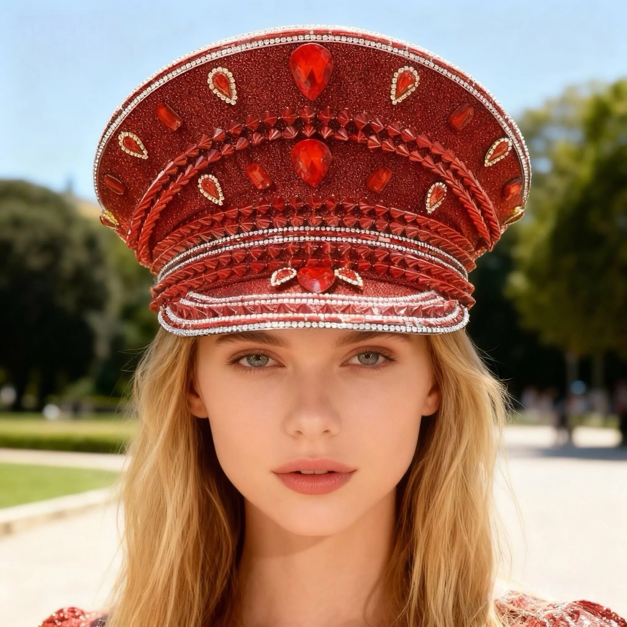 HongLuan блестящая дискотека красная шляпа капитана в стиле стимпанк со стразами для женского фестиваля Burning Man, военные аксессуары и военные кепки
HongLuan блестящая дискотека красная шляпа капитана в стиле стимпанк со стразами для женского фестиваля Burning Man, военные аксессуары и военные кепки