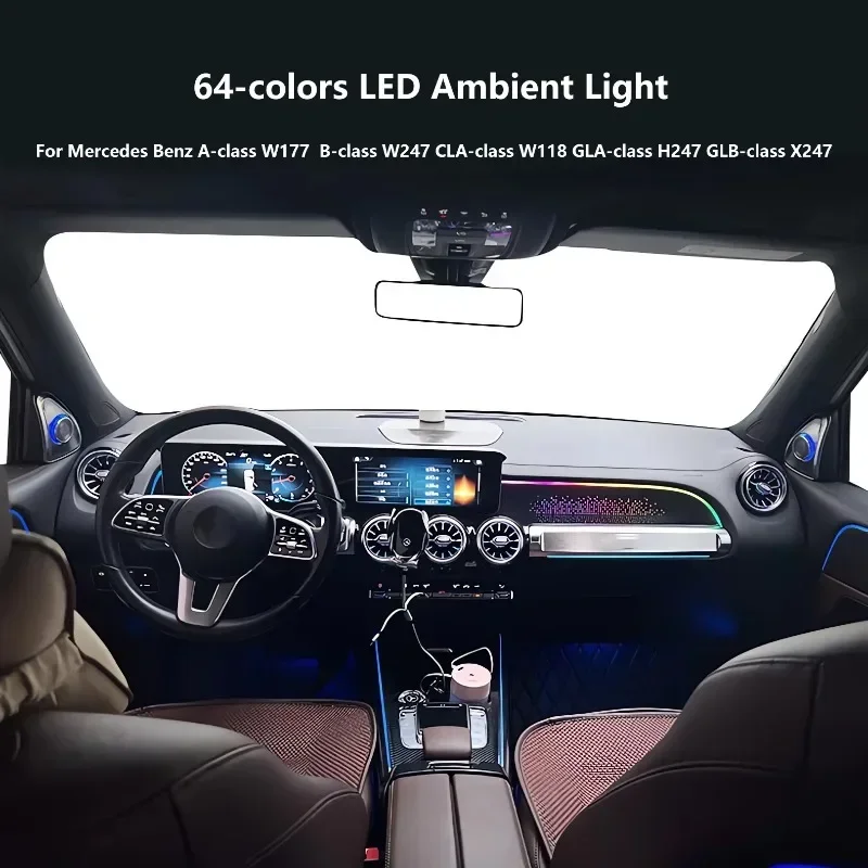 For Mercedes Benz A/B/CLA/GLA/GLB-class W177 C118 W247 W177 Car Interior Upgraded 64 Colors Colorful Active Ambient Light
For Mercedes Benz A/B/CLA/GLA/GLB-class W177 C118 W247 W177 Car Interior Upgraded 64 Colors Colorful Active Ambient Light