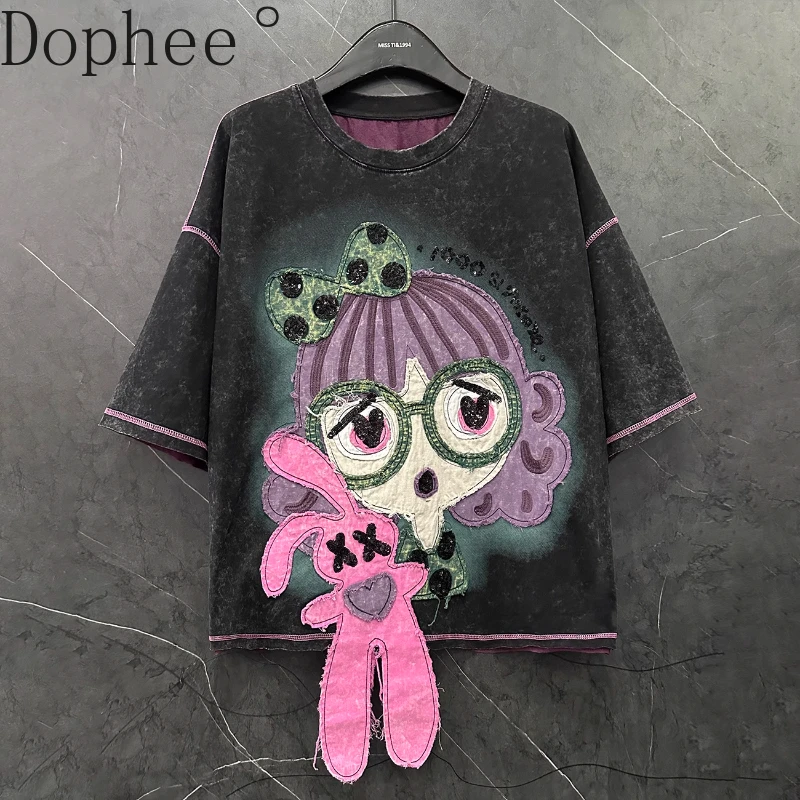 2025 New Summer Women Short Sleeve T-shirt Cartoon Patch Embroidery O-neck Pullover Top All-match Sweet Loose Cotton Casual Tees
2025 New Summer Women Short Sleeve T-shirt Cartoon Patch Embroidery O-neck Pullover Top All-match Sweet Loose Cotton Casual Tees