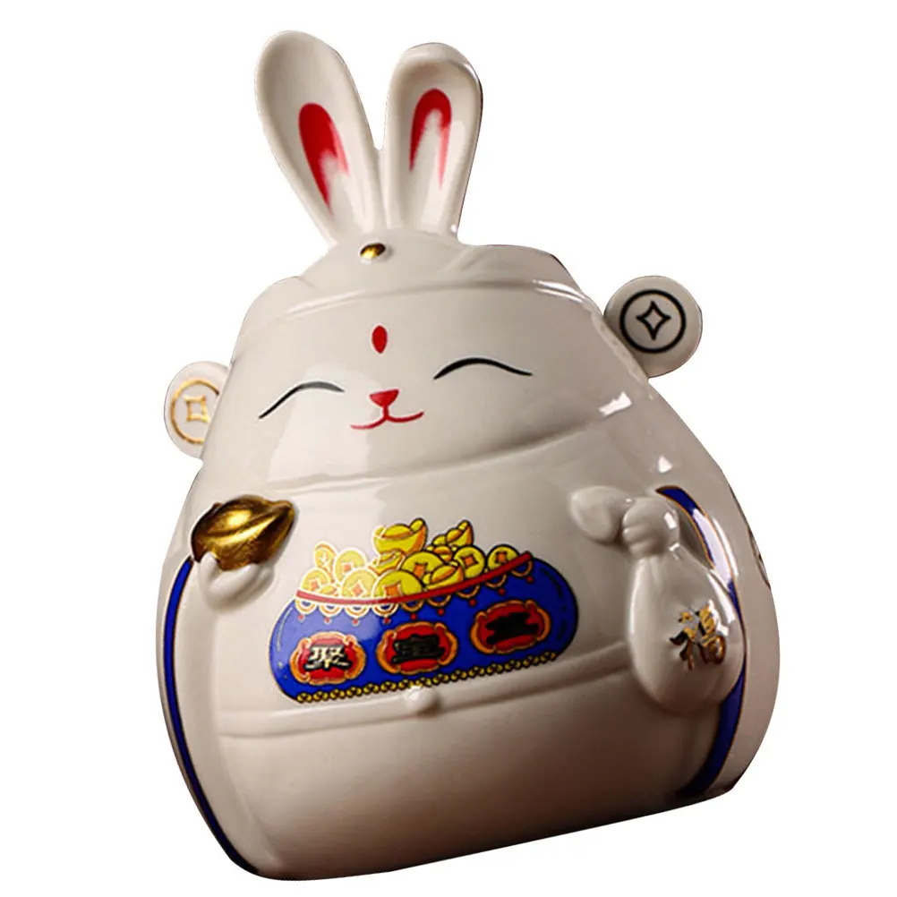 Fortunate Rabbit Ceramic Piggy Bank Exquisite Detail Coin Container Cute Bunny Saving Jar for Room Home Decor
Fortunate Rabbit Ceramic Piggy Bank Exquisite Detail Coin Container Cute Bunny Saving Jar for Room Home Decor