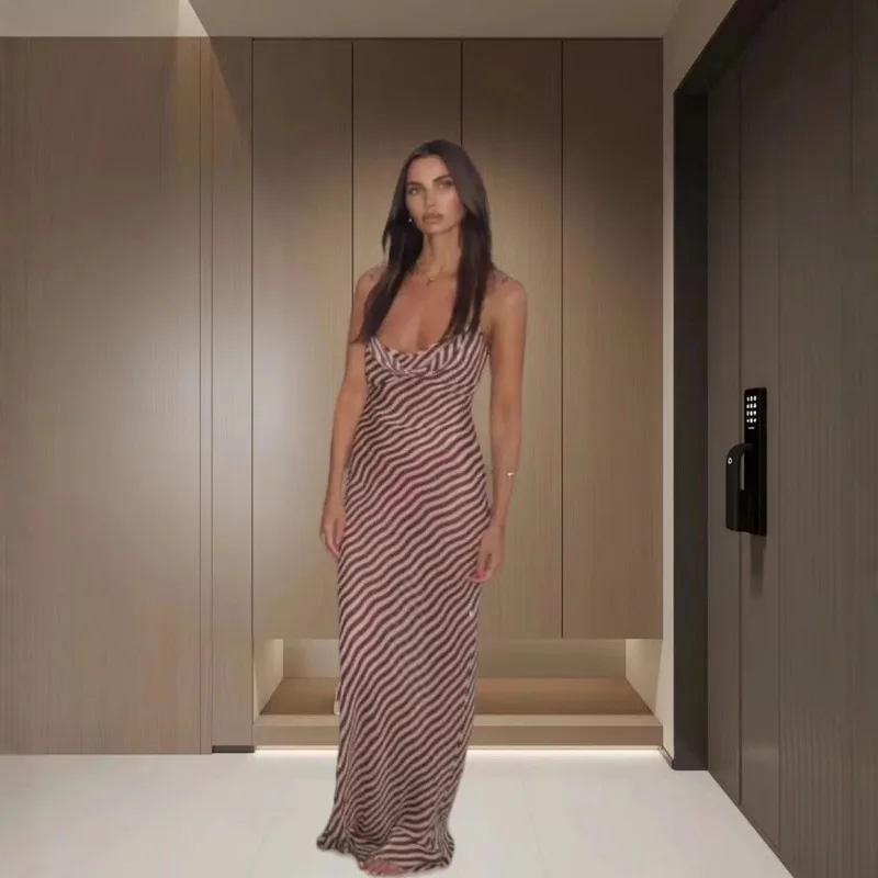 Elegant Strappy Bodycon Slit Maxi Dress Sexy Striped Bustier Evening Gown Long Sleeveless Dress For Women Trendy Party Wear Chic
Elegant Strappy Bodycon Slit Maxi Dress Sexy Striped Bustier Evening Gown Long Sleeveless Dress For Women Trendy Party Wear Chic