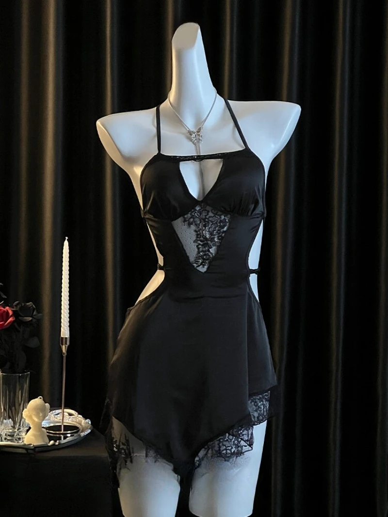 French Backless Lace Nightdress,Ice Silk Strappy Pajamas for Women,Elegant Irregular Hem Sleepwear,High-End Luxury Nightwear
French Backless Lace Nightdress,Ice Silk Strappy Pajamas for Women,Elegant Irregular Hem Sleepwear,High-End Luxury Nightwear