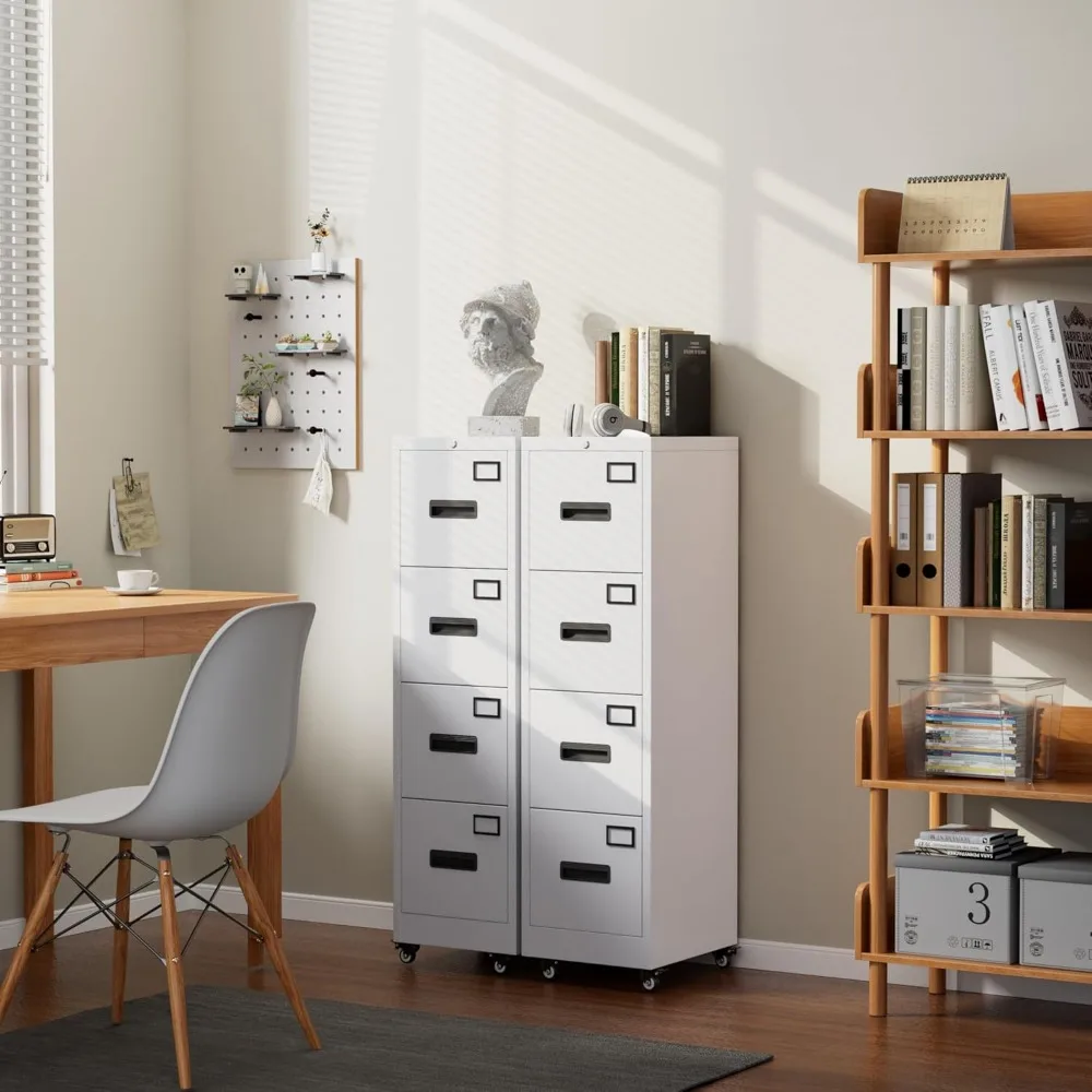 4 Drawer Vertical File Cabinet on Wheels, Lockable Office Files Storage Cabinet with Handle and Name Card,Mobile Storage 
4 Drawer Vertical File Cabinet on Wheels, Lockable Office Files Storage Cabinet with Handle and Name Card,Mobile Storage