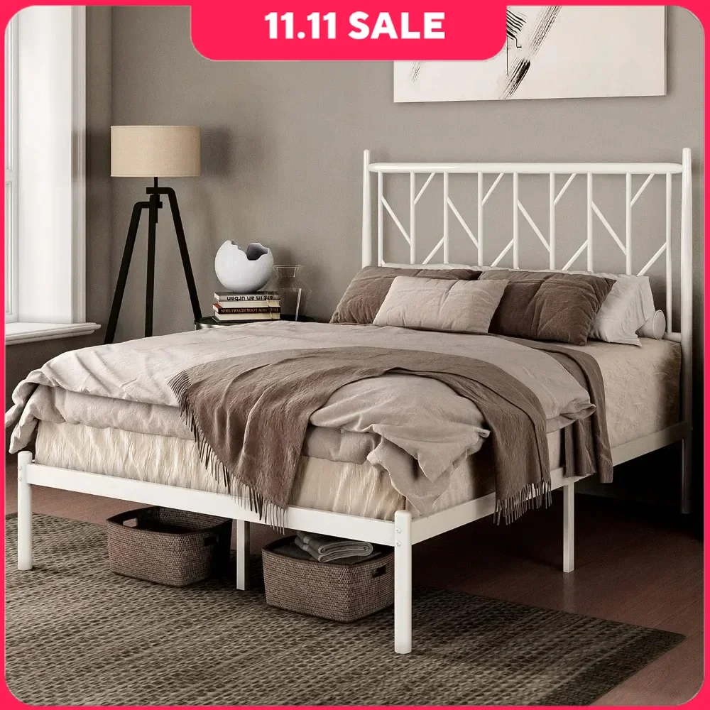 Queen Size Platform Bed Frame With Vintage Headboard Easy Assembly No Box Spring Needed Modern Bed Bases & Frames White Metal
Queen Size Platform Bed Frame With Vintage Headboard Easy Assembly No Box Spring Needed Modern Bed Bases & Frames White Metal