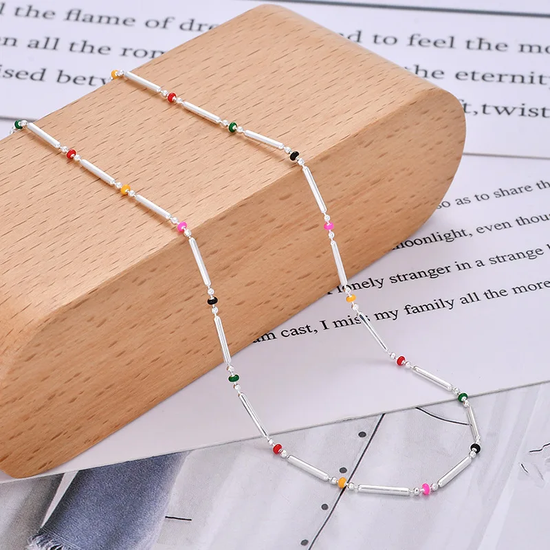 925 Sterling Silver Colored Epoxy Resin Station Necklace Women Thin Stack Chain Link Necklace Wear Solo or Paired With Pendant
925 Sterling Silver Colored Epoxy Resin Station Necklace Women Thin Stack Chain Link Necklace Wear Solo or Paired With Pendant