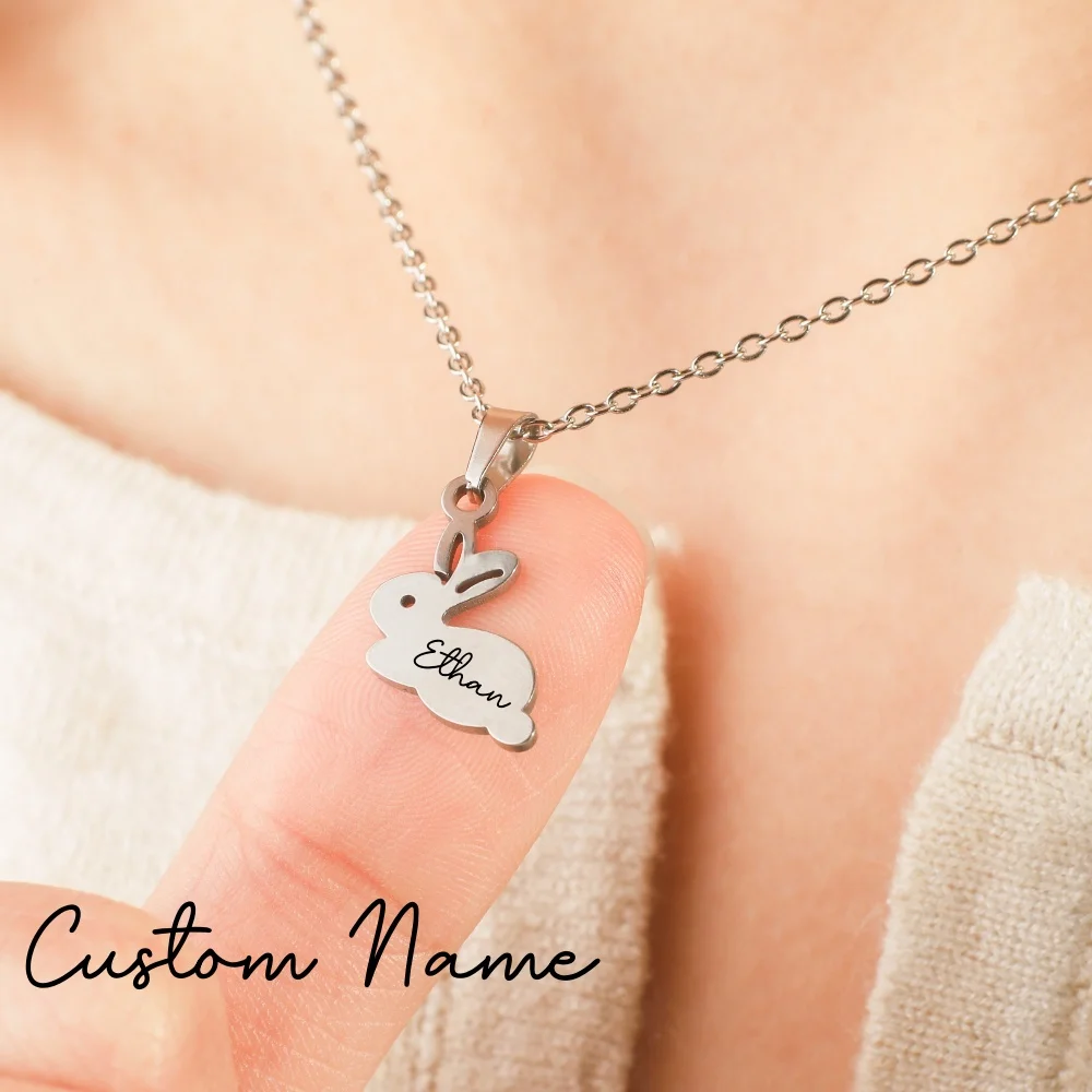 Custom Bunny Name Necklace Dainty Rabbit Easter Kids Gift Personalized Jewelry Gift for Her
Custom Bunny Name Necklace Dainty Rabbit Easter Kids Gift Personalized Jewelry Gift for Her
