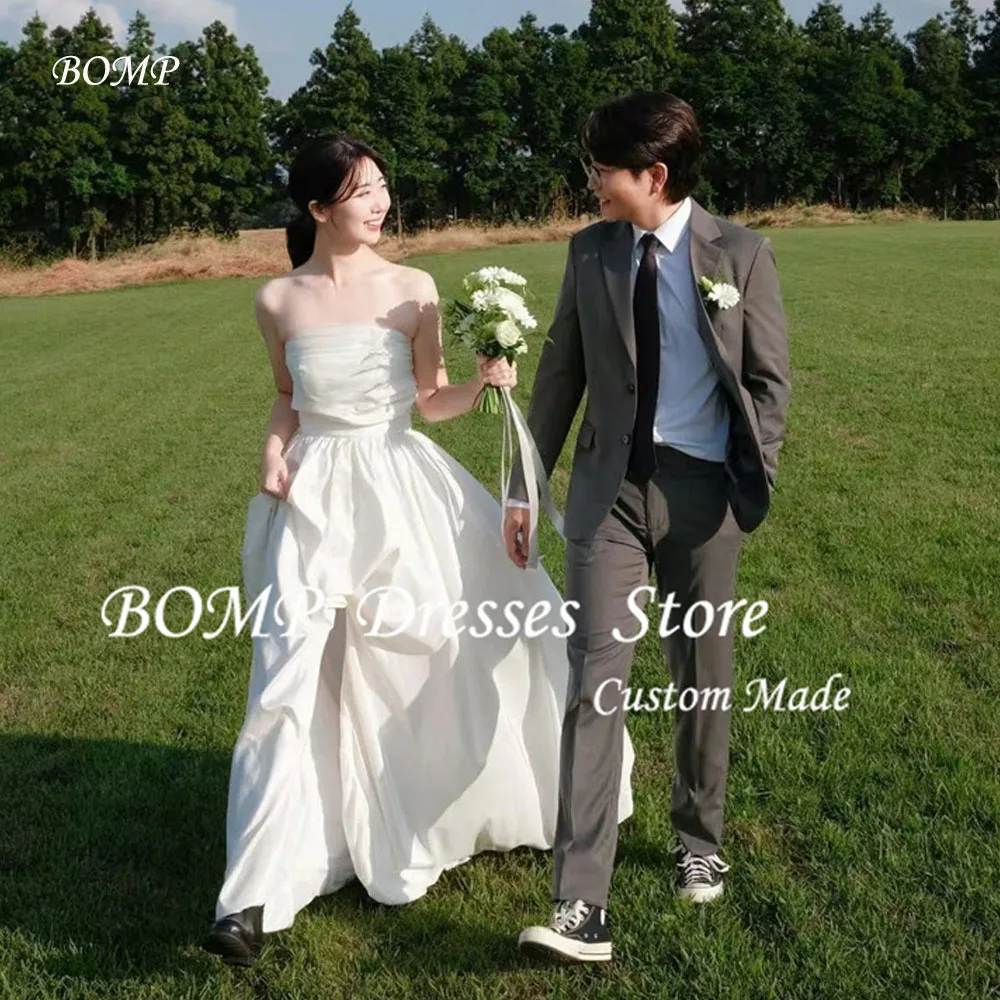 BOMP Simple A Line Taffata Wedding Dresses Korea Photo shoot Strapless Floor length Bride Gowns Corset Back Customized 2025
BOMP Simple A Line Taffata Wedding Dresses Korea Photo shoot Strapless Floor length Bride Gowns Corset Back Customized 2025