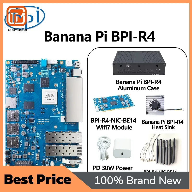 【Hot Sale】Banana Pi BPI-R4 Development Board MT7988A (880) Quad-core For Cortex-A73 4GB DDR4 8GB EMMC OpenWRT
【Hot Sale】Banana Pi BPI-R4 Development Board MT7988A (880) Quad-core For Cortex-A73 4GB DDR4 8GB EMMC OpenWRT